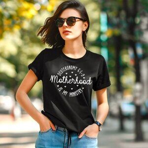 Motherhood Is My Ministry Christian Mom Faith Graphic T-Shirt